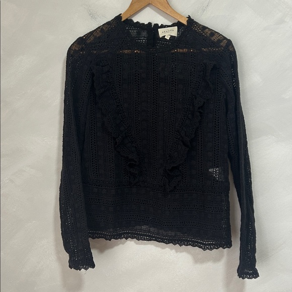 Sezane Madeline blouse, black, size 34, US size 2 XS - Picture 3 of 11